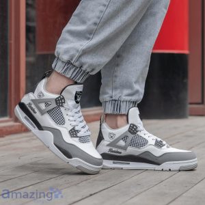 Las Vegas Raiders Air Jordan 4 Sneakers Men Women Sneakers New Design For Fans Product Photo 2