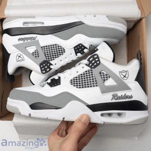 Las Vegas Raiders Air Jordan 4 Sneakers Men Women Sneakers New Design For Fans Product Photo 1