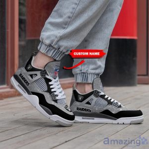 Las Vegas Raiders Personalized Name Air Jordan 4 Shoes Sneakers Men Women Sneakers Black Grey Product Photo 2
