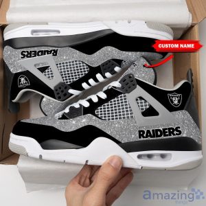 Las Vegas Raiders Personalized Name Air Jordan 4 Shoes Sneakers Men Women Sneakers Black Grey Product Photo 3