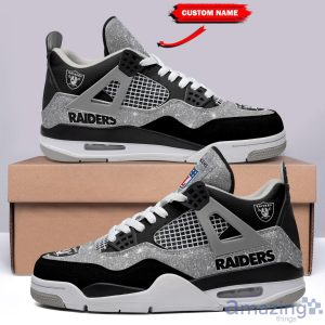Las Vegas Raiders Personalized Name Air Jordan 4 Shoes Sneakers Men Women Sneakers Black Grey Product Photo 1
