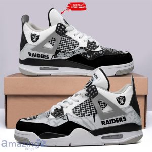 Las Vegas Raiders Personalized Name Air Jordan 4 Sneakers Men Women Sneakers Las Vegas Raiders Team Shoes Product Photo 1