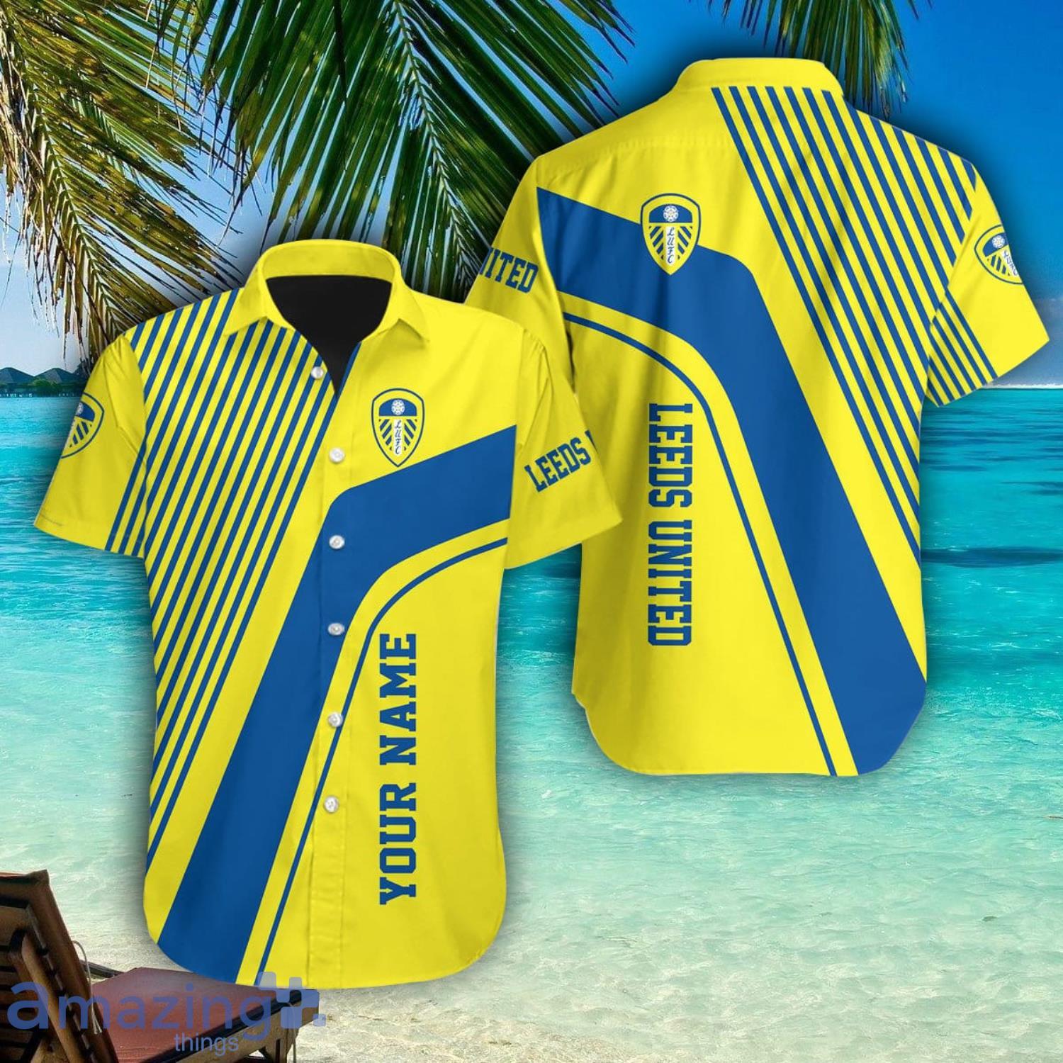 Leeds United Personalized Name Hawaiian Shirt Summer Team Shirt image Leeds United Personalized Name Hawaiian Shirt Summer Team Shirt Product Photo 1