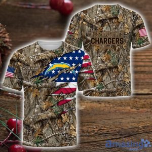 Los Angeles Chargers 3D Printed T-Shirt Hoodie Sweatshirt Camo Hunting Perfect Gift Custom Name For Fans Product Photo 3