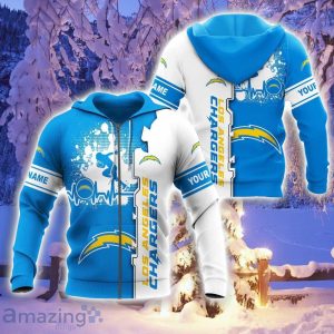 Los Angeles Chargers Custom Name 3D Hoodie Heartbeat Pattern For Fans Product Photo 1