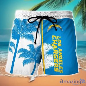 Los Angeles Chargers Hawaiian Shirt And Shorts Set Custom Name Summer Vacation Shirt NFL Fans Product Photo 2