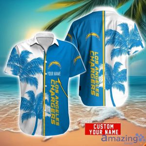 Los Angeles Chargers Hawaiian Shirt And Shorts Set Custom Name Summer Vacation Shirt NFL Fans Product Photo 1