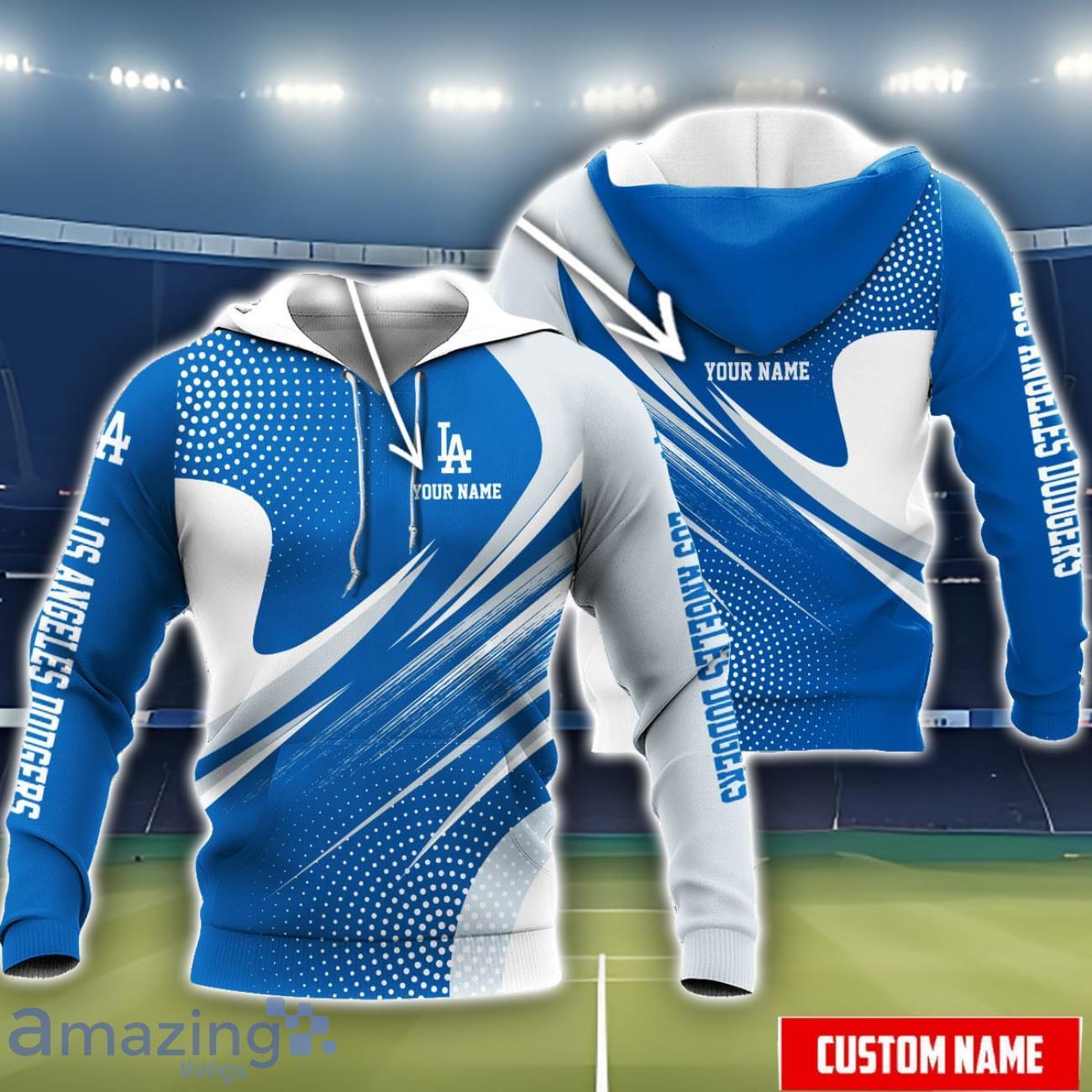 Los Angeles Dodgers 3D Hoodie All Over Printed Personalized Name Unisex Men Women Hoodie Sport Fans image Los Angeles Dodgers 3D Hoodie All Over Printed Personalized Name Unisex Men Women Hoodie Sport Fans Product Photo 2
