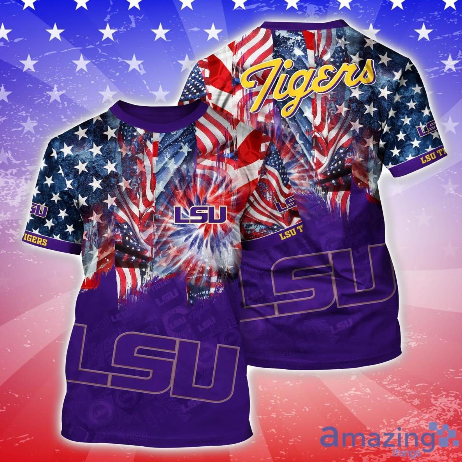 LSU TIGERS NCAA1 Independence Day Gift Football Team T Shirt image LSU TIGERS NCAA1 Independence Day Gift Football Team T-Shirt Product Photo 1