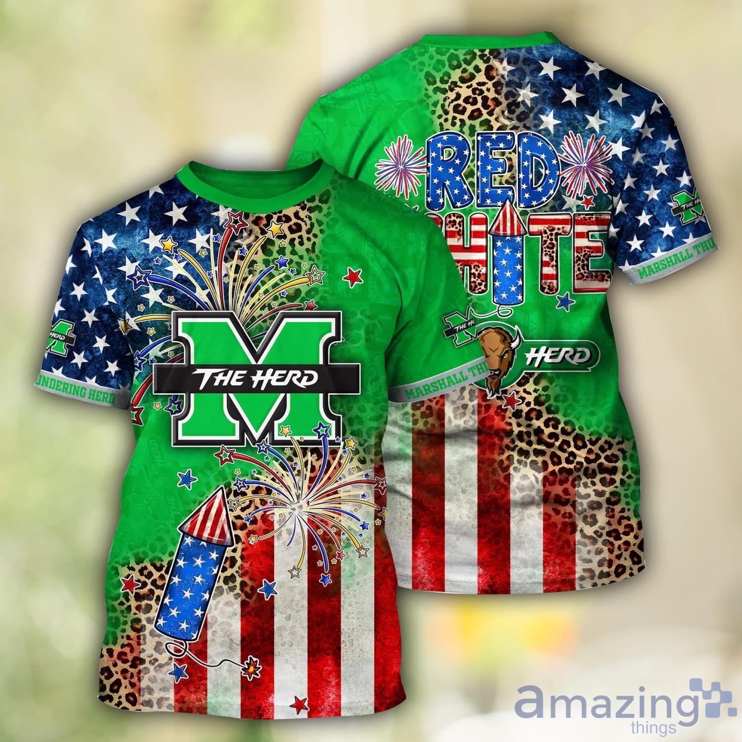 Marshall Thundering Herd NCAA3 Independence Day 3D T Shirts image Marshall Thundering Herd NCAA3 Independence Day 3D T- Shirts Product Photo 1