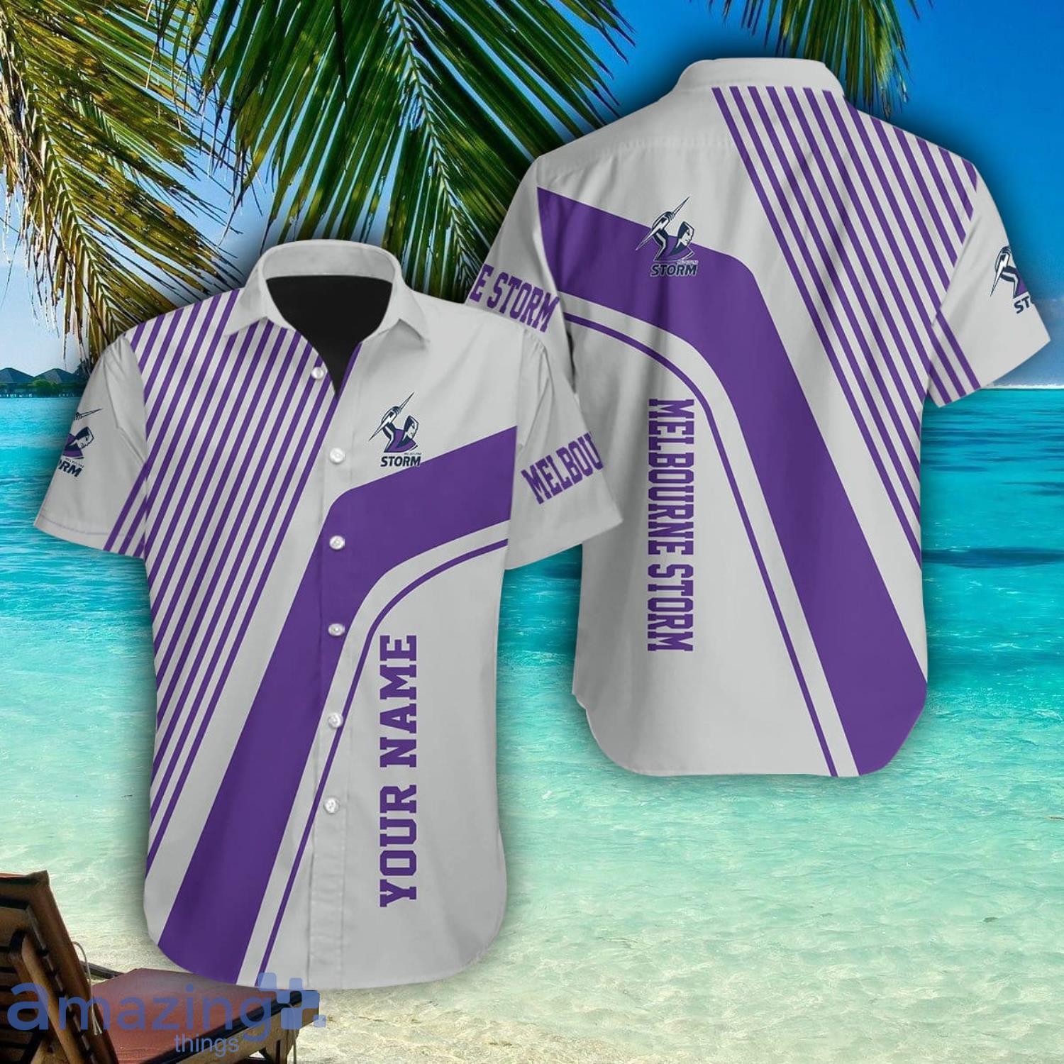 Melbourne Storm Personalized Name Hawaiian Shirt Summer Team Shirt image Melbourne Storm Personalized Name Hawaiian Shirt Summer Team Shirt Product Photo 1