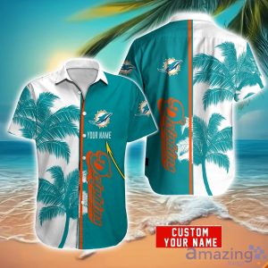 Miami Dolphins Hawaiian Shirt And Shorts Set Custom Name Summer Vacation Shirt NFL Fans Product Photo 1