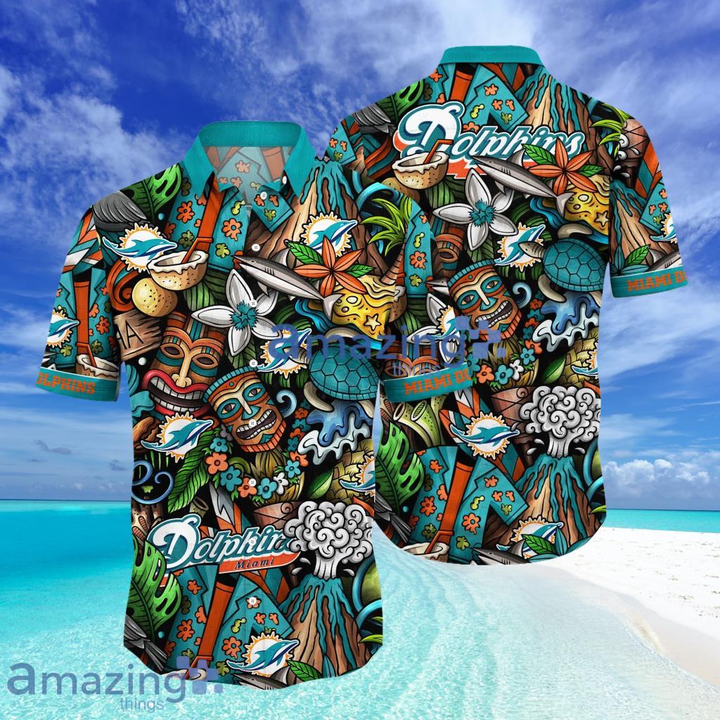 Miami Dolphins NFL Flower Tiki Aloha tropical Hawaii Shirt Style Hot Trending Summer Gifts For Picnics image Miami Dolphins NFL Flower Tiki Aloha tropical Hawaii Shirt Style Hot Trending Summer Gifts For Picnics Product Photo 1