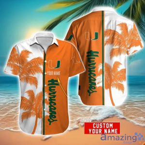 Miami Hurricanes Hawaiian Shirt And Shorts Set Custom Name Summer Vacation Shirt NCAA1 Fans Product Photo 1