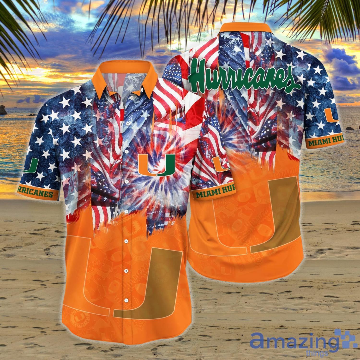 Miami Hurricanes NCAA1 Flower Hawaiian Shirt Football Shirts Independence Day Gift image Miami Hurricanes NCAA1 Flower Hawaiian Shirt Football Shirts Independence Day Gift Product Photo 1