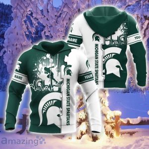Michigan State Spartans Custom Name 3D Hoodie Heartbeat Pattern For Fans Product Photo 2