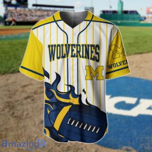 Michigan Wolverines Custom Name And Number Baseball Jersey Shirt NCAA Fans Gift image Michigan Wolverines Custom Name And Number Baseball Jersey Shirt NCAA Fans Gift Product Photo 2