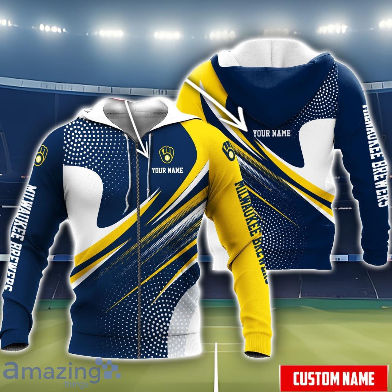 Milwaukee Brewers 3D Hoodie All Over Printed Personalized Name Unisex Men Women Hoodie Sport Fans image Milwaukee Brewers 3D Hoodie All Over Printed Personalized Name Unisex Men Women Hoodie Sport Fans Product Photo 1