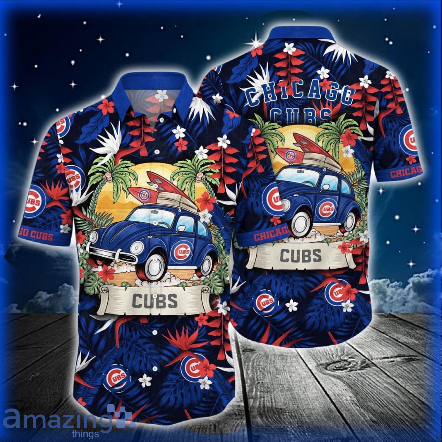 MLB Chicago Cubs Hawaiian Shirt Car And Summer Heatwave Shirt For Fans image MLB Chicago Cubs Hawaiian Shirt Car And Summer Heatwave Shirt For Fans Product Photo 1