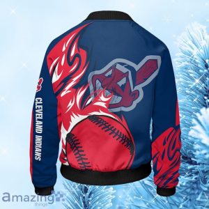 MLB Cleveland Indians Red Blue Bomber Jacket Gift For Fans Product Photo 2