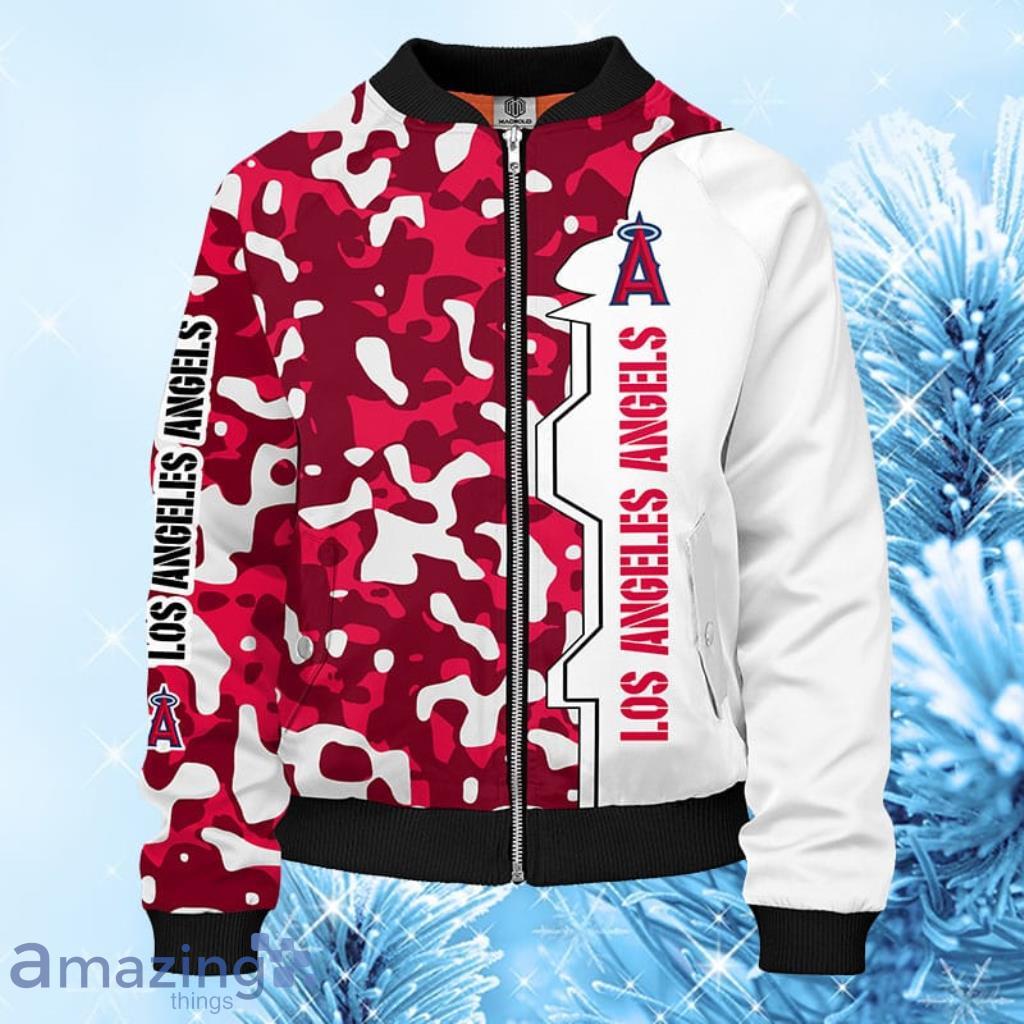 MLB Los Angeles Angels Camouflage Red Bomber Jacket Gift For Fans image MLB Los Angeles Angels Camouflage Red Bomber Jacket Gift For Fans Product Photo 1