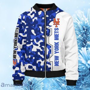 MLB New York Mets Camouflage Blue Bomber Jacket Gift For Fans Product Photo 1