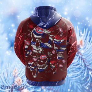 Montreal Canadians NHL Skull Funny Red Hoodie, Zip Hoodie 3D All Over Print Meticulous Seams For Fans Product Photo 2