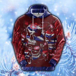 Montreal Canadians NHL Skull Funny Red Hoodie, Zip Hoodie 3D All Over Print Meticulous Seams For Fans Product Photo 1