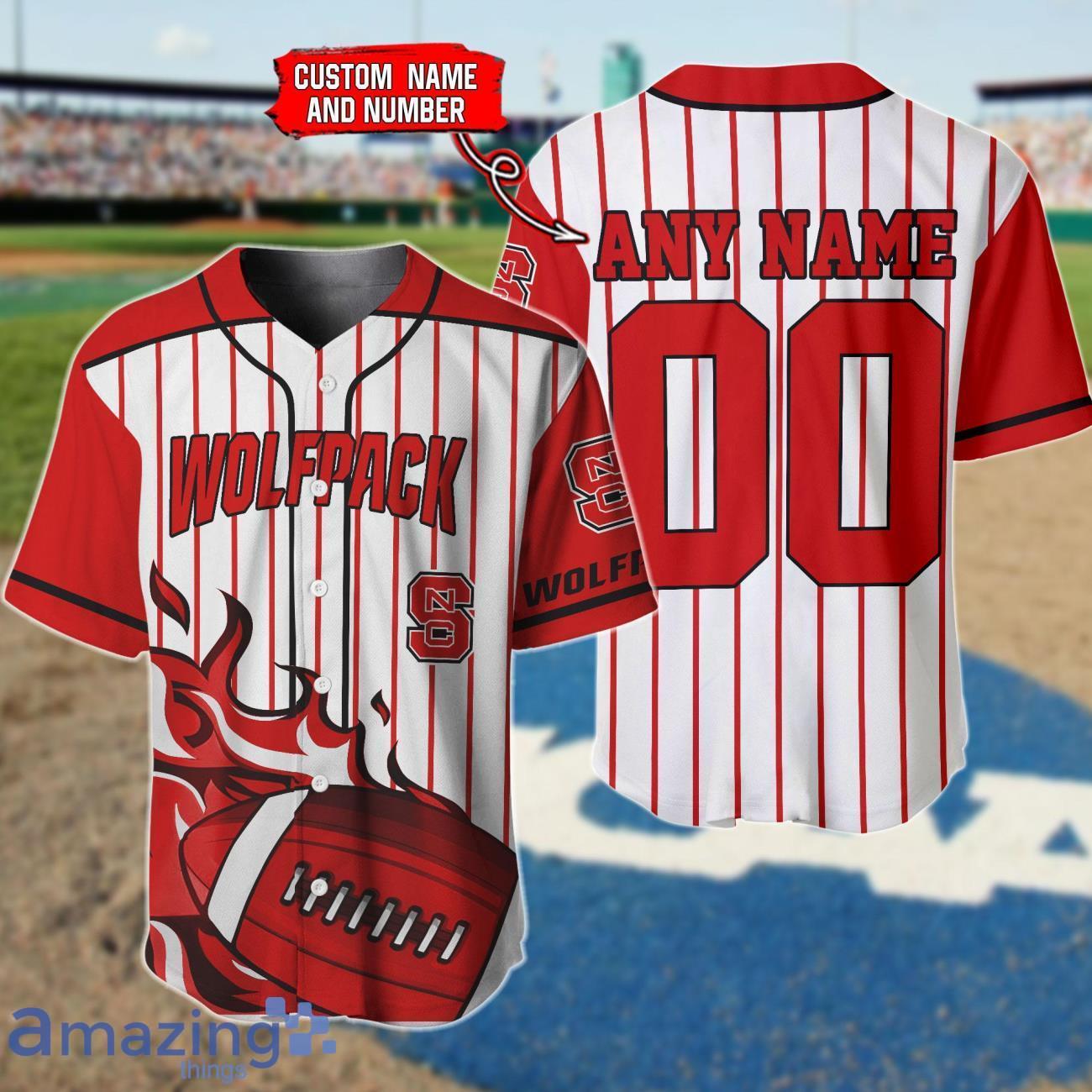 NC State Wolfpack Custom Name And Number Baseball Jersey Shirt NCAA Fans Gift image NC State Wolfpack Custom Name And Number Baseball Jersey Shirt NCAA Fans Gift Product Photo 1
