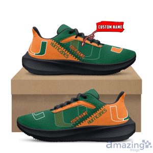NCAA Custom Name Miami Hurricanes Air Mesh Running Shoes For Fans Sports Product Photo 1