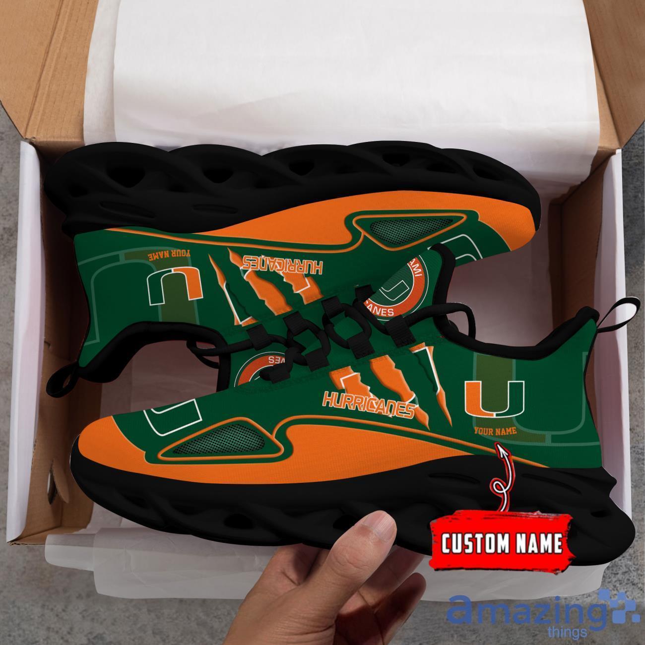 NCAA Miami Hurricanes Custom Name Max Soul Shoes Sneakers Special Gift For Fans Sports image NCAA Miami Hurricanes Custom Name Max Soul Shoes Sneakers Special Gift For Fans Sports Product Photo 3