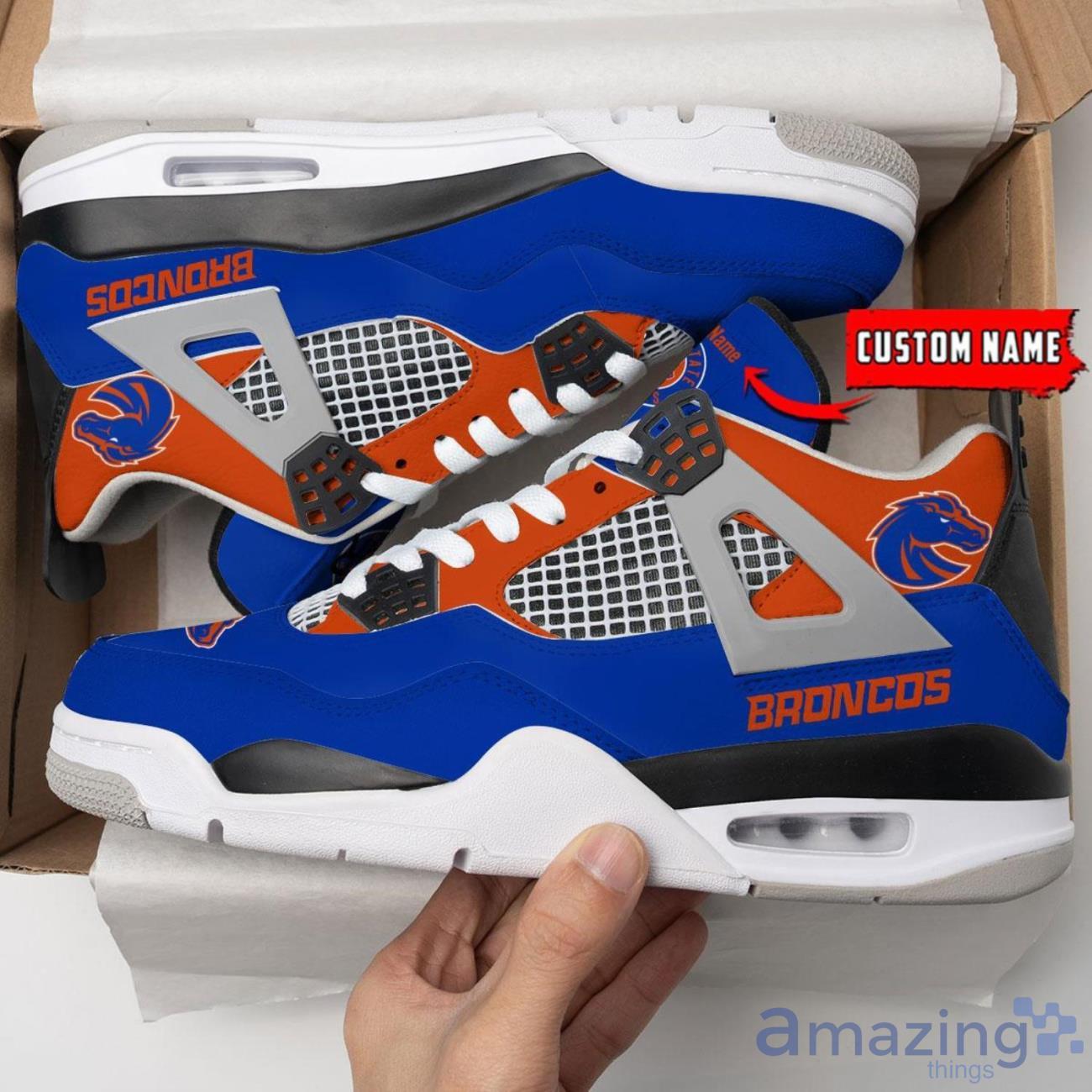 NCAA Personalized Name Boise State Broncos Personalized Air Jordan 4 Shoes Trending Men Women Sneakers Sport Fans Gift Big Fans image NCAA Personalized Name Boise State Broncos Personalized Air Jordan 4 Shoes Trending Men Women Sneakers Sport Fans Gift Big Fans Product Photo 4