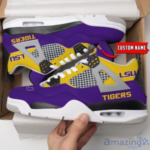NCAA Personalized Name LSU Tigers Personalized Air Jordan 4 Shoes Trending Men Women Sneakers Sport Fans Gift Big Fans Product Photo 1