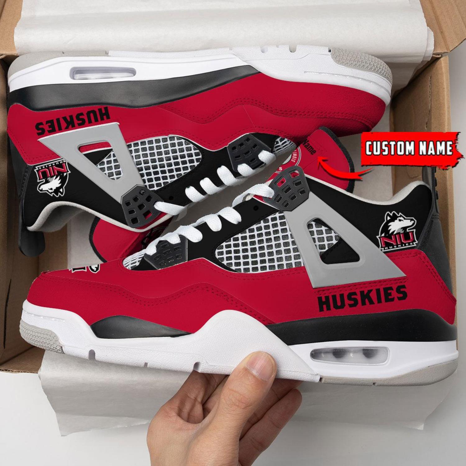NCAA Personalized Name Northern Illinois Huskies Personalized Air Jordan 4 Shoes Trending Men Women Sneakers Sport Fans Gift Big Fans image NCAA Personalized Name Northern Illinois Huskies Personalized Air Jordan 4 Shoes Trending Men Women Sneakers Sport Fans Gift Big Fans Product Photo 4