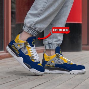 NCAA Personalized Name West Virginia Mountaineers Personalized Air Jordan 4 Shoes Trending Men Women Sneakers Sport Fans Gift Big Fans Product Photo 2