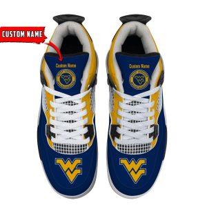 NCAA Personalized Name West Virginia Mountaineers Personalized Air Jordan 4 Shoes Trending Men Women Sneakers Sport Fans Gift Big Fans Product Photo 3