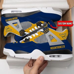 NCAA Personalized Name West Virginia Mountaineers Personalized Air Jordan 4 Shoes Trending Men Women Sneakers Sport Fans Gift Big Fans Product Photo 4