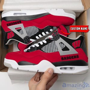 NCAA Personalized Name Wisconsin Badgers Personalized Air Jordan 4 Shoes Trending Men Women Sneakers Sport Fans Gift Big Fans Product Photo 4