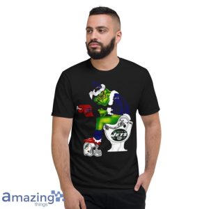 New England Patriots Grinch Sitting On New York Jets Toilet And Step On Miami Dolphins Helmet T Shirt Product Photo 7