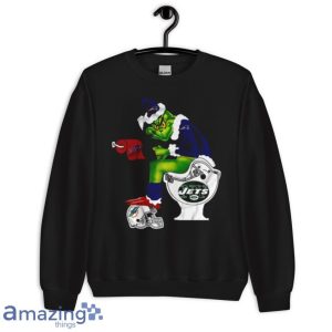 New England Patriots Grinch Sitting On New York Jets Toilet And Step On Miami Dolphins Helmet T Shirt Product Photo 9
