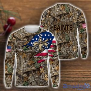 New Orleans Saints 3D Printed T-Shirt Hoodie Sweatshirt Camo Hunting Perfect Gift Custom Name For Fans Product Photo 2
