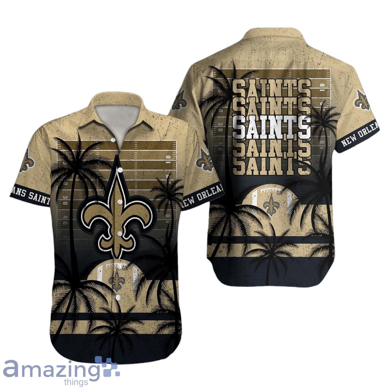 New Orleans Saints NFL Hawaiian Shirt Palm Tree For Men Women image New Orleans Saints NFL Hawaiian Shirt Palm Tree For Men Women Product Photo 1