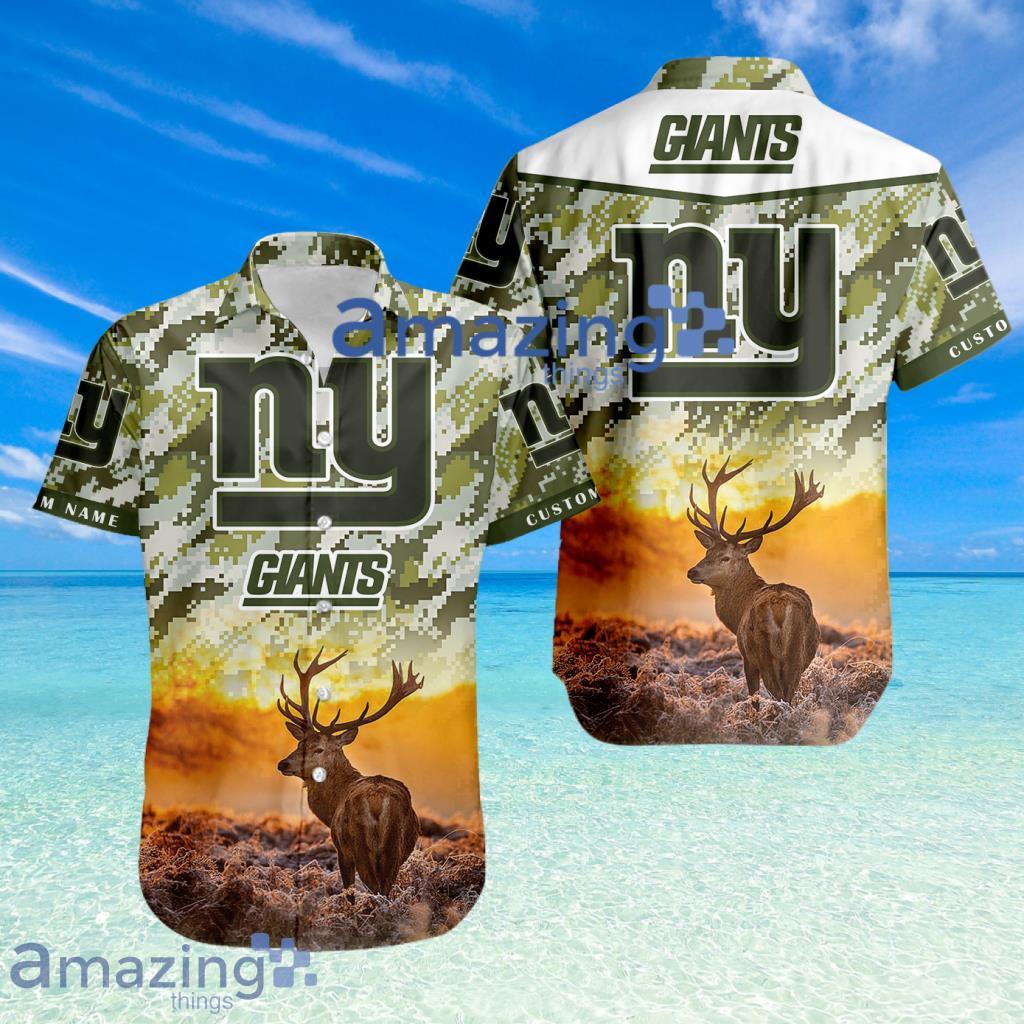 New York Giants NFL Team Sport Deer Hunting Camouflage Pattern Hawaiian Shirt New Design Product Photo 1