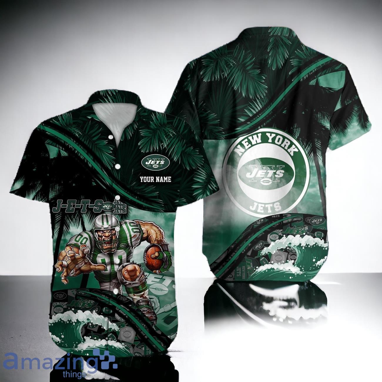 New York Jets NFL Hawaiian Shirt Custom Name Best Gift Ideas Product Photo 1