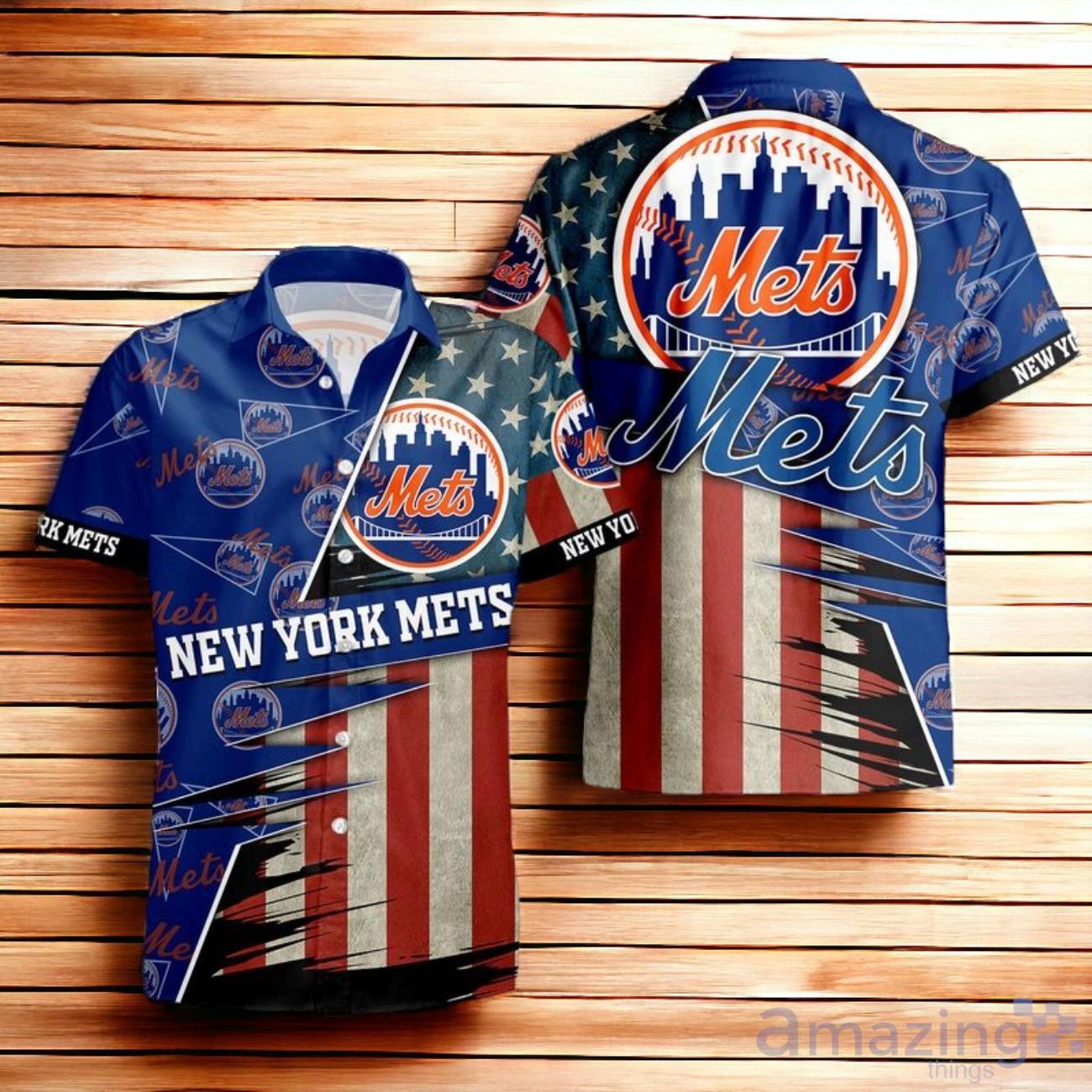 New York Mets American Flag Hawaiian Shirt 3D For Men Women image New York Mets American Flag Hawaiian Shirt 3D For Men Women Product Photo 1