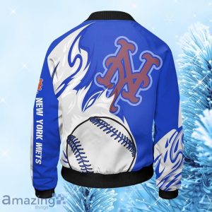 New York Mets MLB Blue Bomber Jacket Gift For Fans image New York Mets MLB Blue Bomber Jacket Gift For Fans Product Photo 2