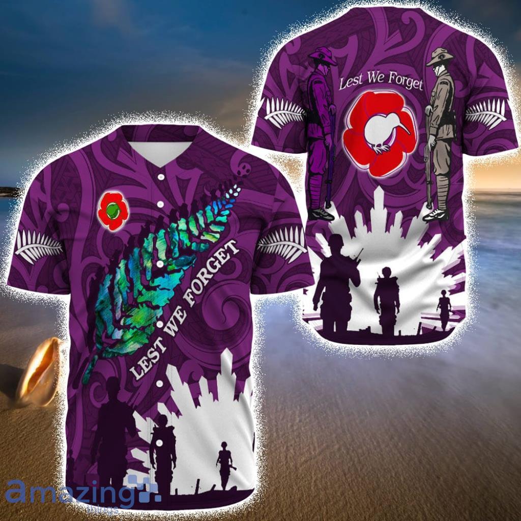 New Zealand Anzac Walking In The Sun Purple Baseball Jersey Shirt image New Zealand Anzac Walking In The Sun Purple Baseball Jersey Shirt Product Photo 1