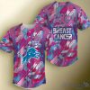 NFL Detroit Lions Pink Can Fearless Again Breast Cancer Baseball Jersey