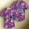 NFL New England Patriots Pink Can Fearless Again Breast Cancer Baseball Jersey