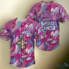 NFL New Orleans Saints Pink Can Fearless Again Breast Cancer Baseball Jersey